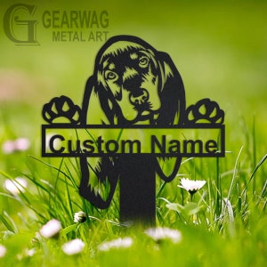 Personalized Black And Tan Dog Garden Metal Yard Sign, Custom Bichon Lyon Dog Garden Metal Sign, Bichon Lyon Dog Garden Stake