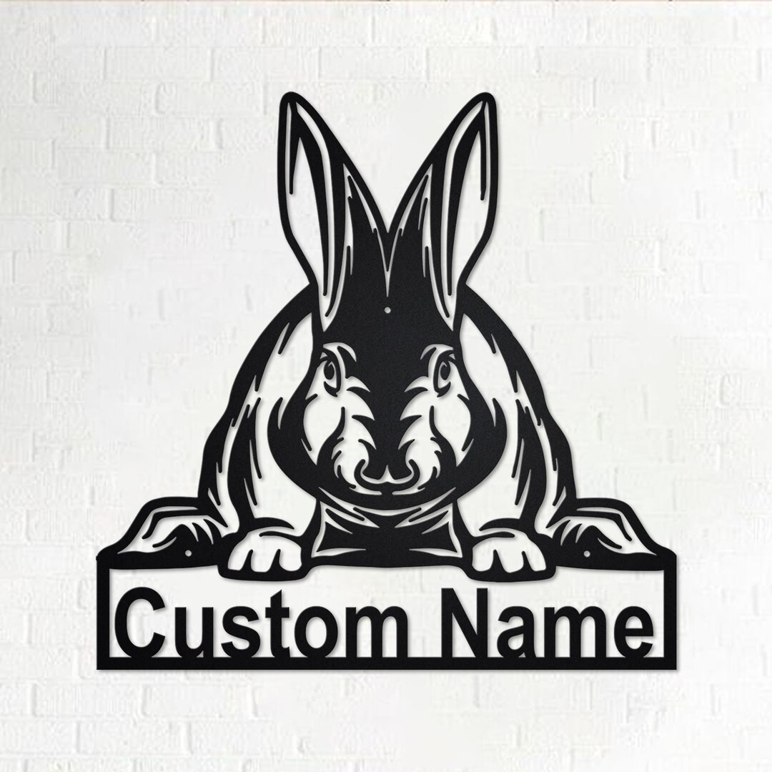 Custom Rabbit Metal Wall Art: Personalized Name Sign - Etsy
