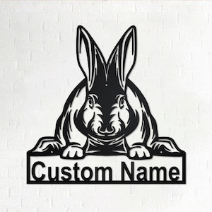Custom Rabbit Metal Wall Art, Personalized Rabbit Name Sign Decoration For Room, Rabbit Home Decor, Custo Rabbit, Rabbit Metal Wall Decor