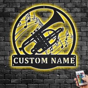 Custom Cornet Metal Wall Art With LED Light, Personalized Cornet Teacher Name Sign Decoration For Room, Cornet Home Decor, Custom Cornet