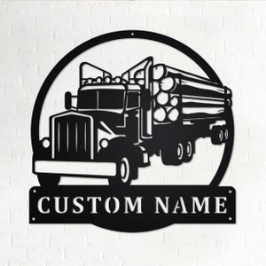 Custom Log Truck Metal Wall Art, Personalized  Truck Driver Name Sign Decoration For Room, Log Truck Home Decor. Custom Truck, Trucker Gift
