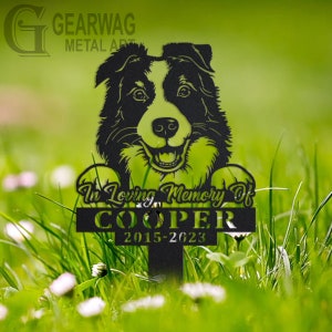 Custom Border Collie Dog Memorial Stake, Metal Stake, Outdoor Decor, In Loving Memory, Outdoor Stake, Sympathy Sign, Grave Marker