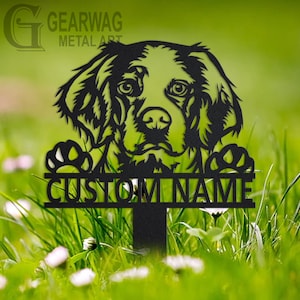 Personalized Brittany Spaniel Dog Garden Metal Yard Sign, Custom Brittany Spaniel Dog Garden Metal Sign, Brittany Spaniel Dog Garden Stake