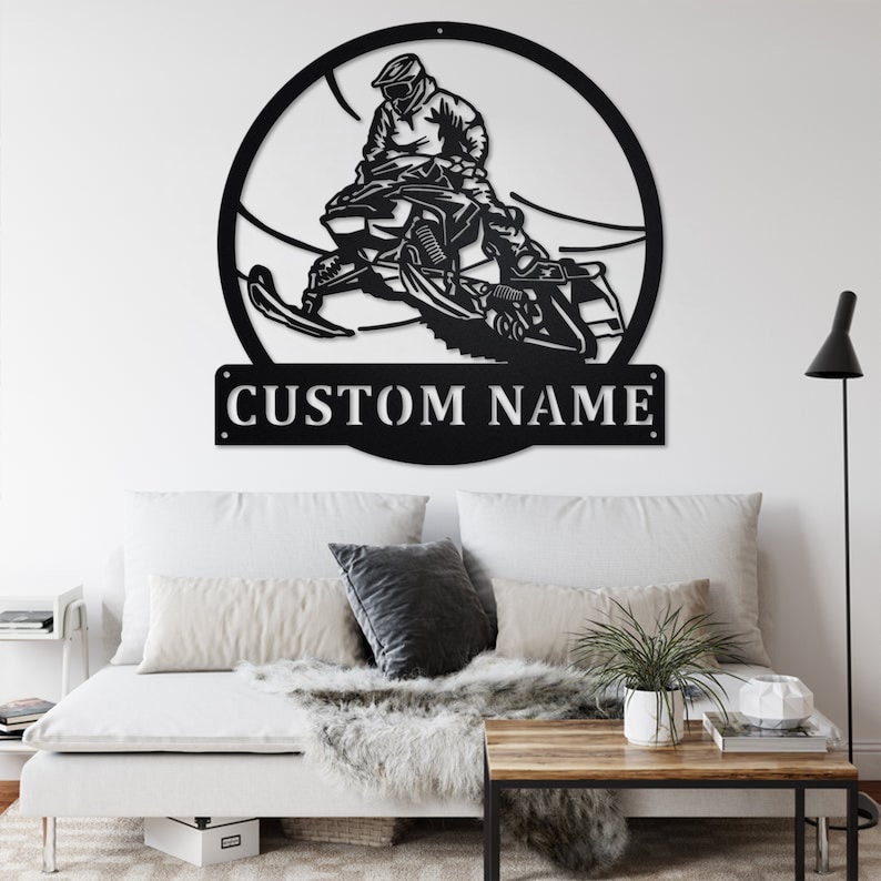 Custom Snowmobile Jump Metal Wall Art With LED Light Etsy