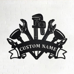 Custom Plumber Tools Metal Wall Art, Personalized Plumber Name Sign Decoration For Room, Plumbing Metal Home Decor, Custom Plumber