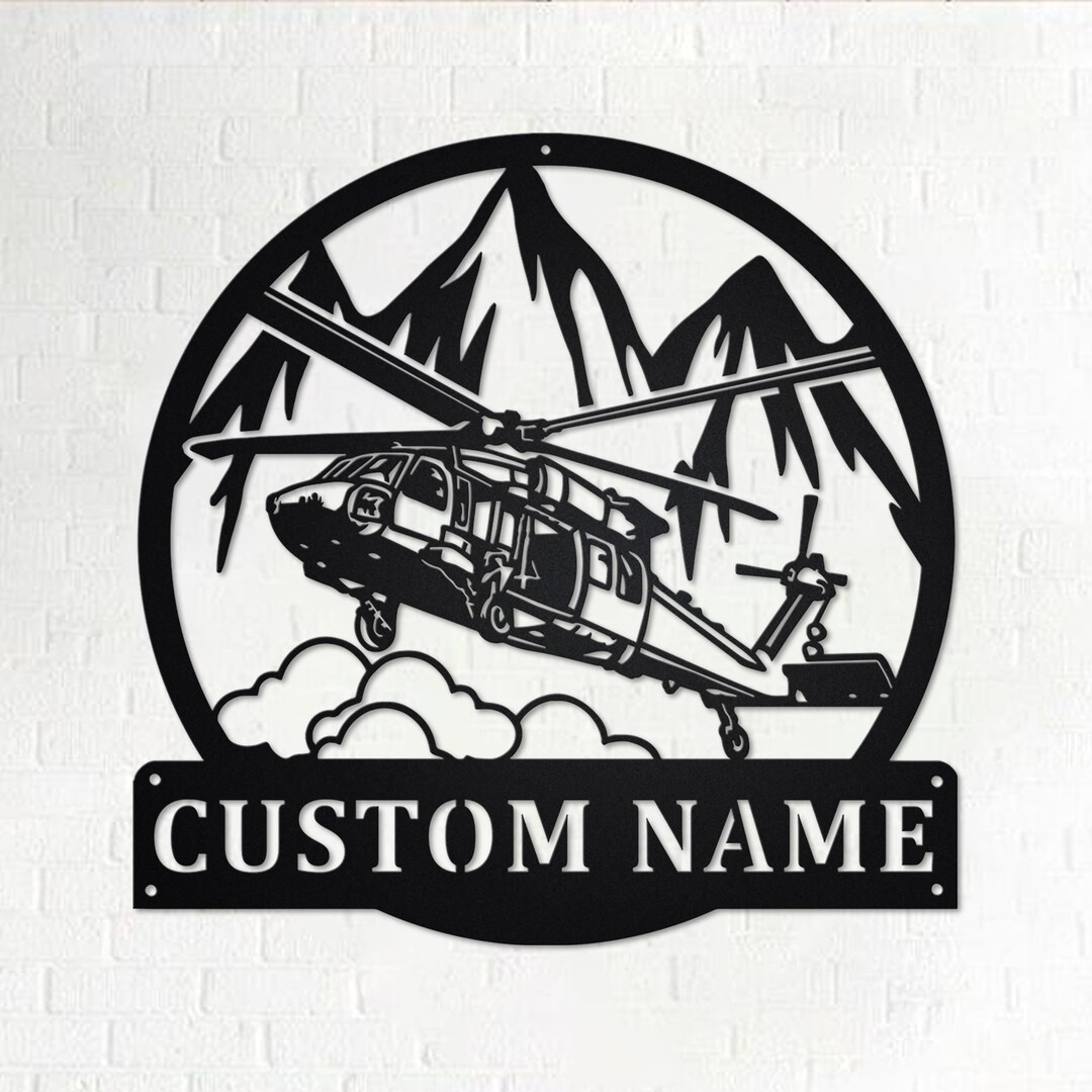 Custom Black Hawk Helicopter Metal Wall Art: Personalized Name Sign - Etsy