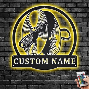 Custom Cymbal Musical Instrument Metal Wall Art With LED Light, Personalized Cymbal Teacher Name Sign Decoration For Room, Cymbal Home Decor