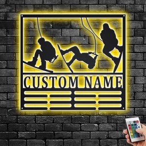 Custom Wakeboard Medal Holder LED Light, Personalized Wakeboard Player Name Medal Hanger, Wakeboard Medal Display Awards Sign, Wakeboard