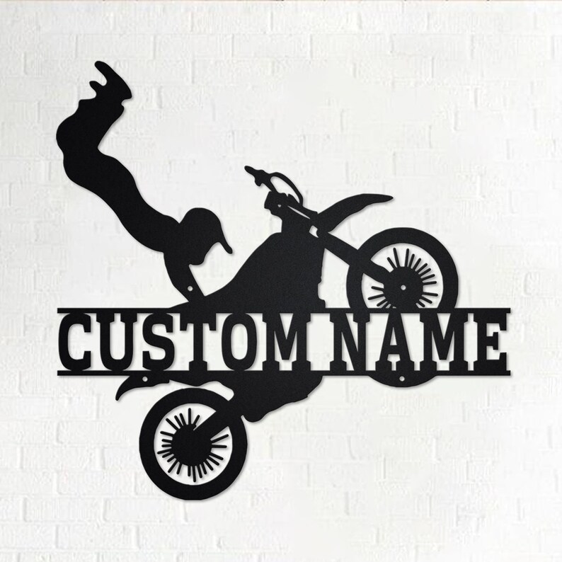 Custom Biker Metal Wall Art Personalized Dirt Bike Name Sign Etsy