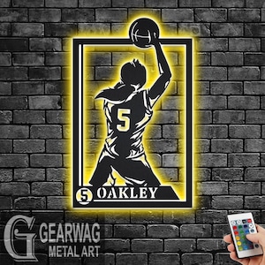 Custom Female Basketball Signage Metal Sign With LED Light, Personalized Basketball Player Name Sign Decoration, Basketball Metal LED Decor