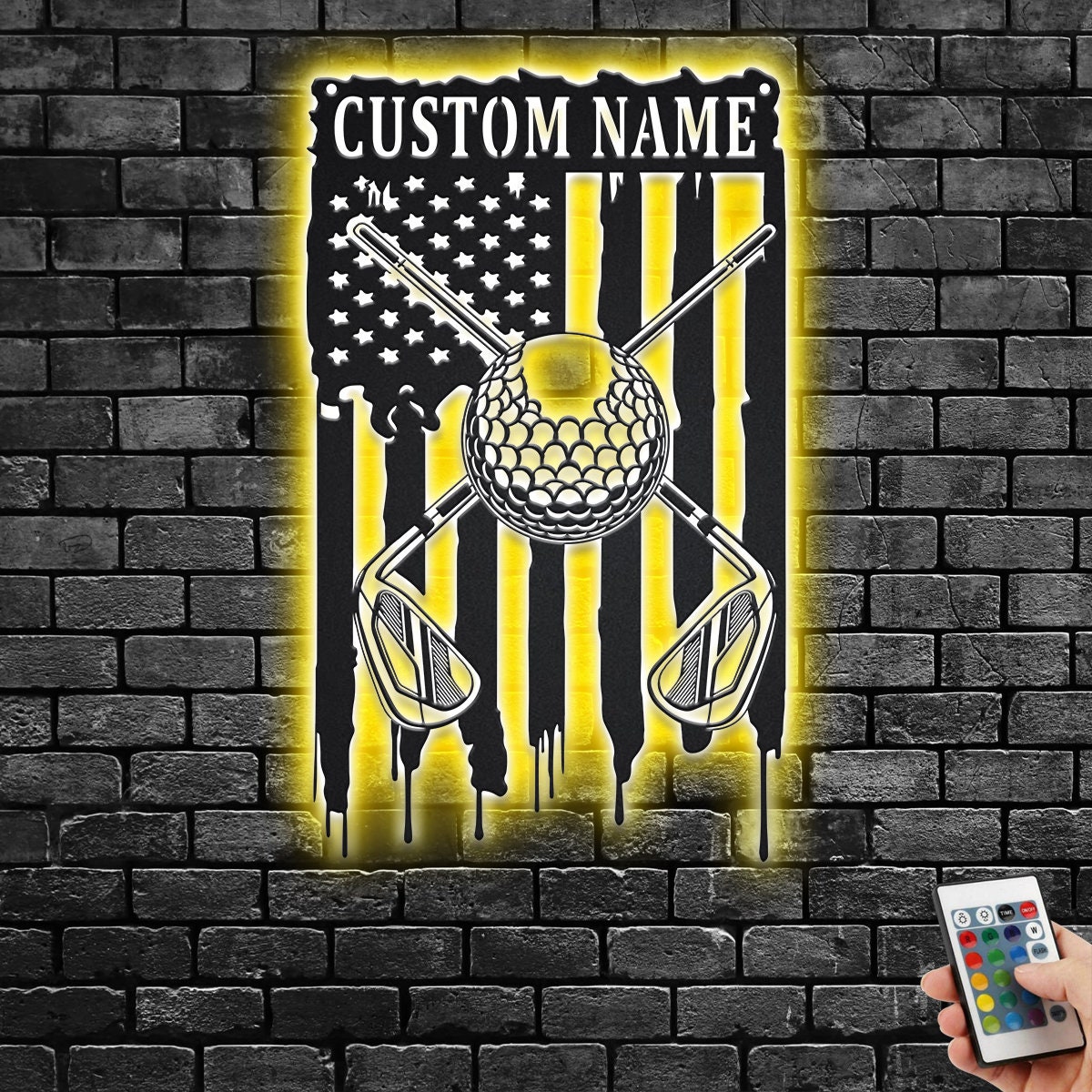 Custom US Golf Metal Wall Art With LED Light Personalized Etsy