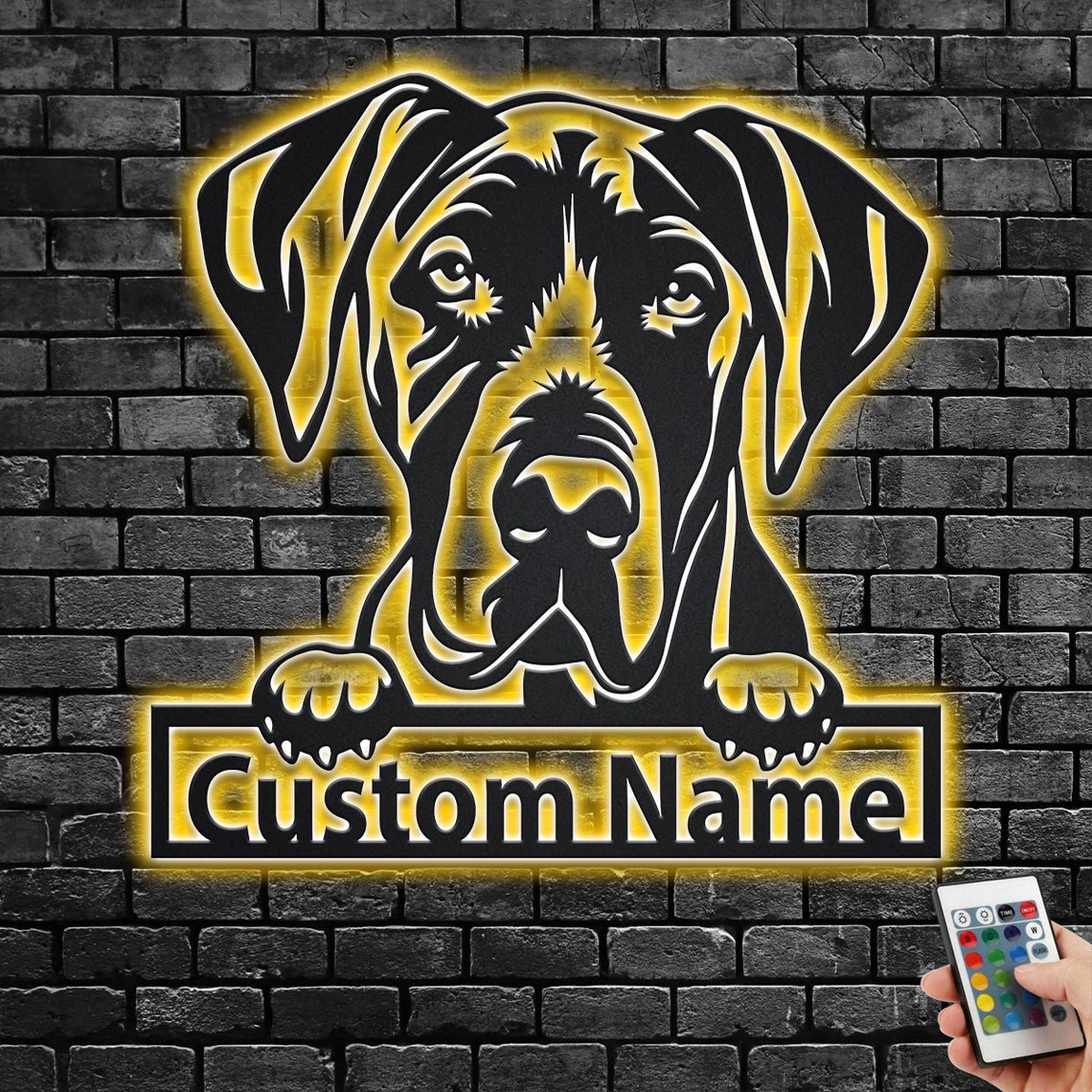 Custom Great Dane Metal Wall Art With LED Light Personalized - Etsy