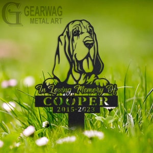 Custom Bloodhound Dog Memorial Stake, Metal Stake, Outdoor Decor, In Loving Memory, Outdoor Stake, Sympathy Sign, Grave Marker
