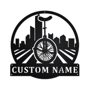 Personalized Unicycling Metal Wall Art: Custom Name Sign