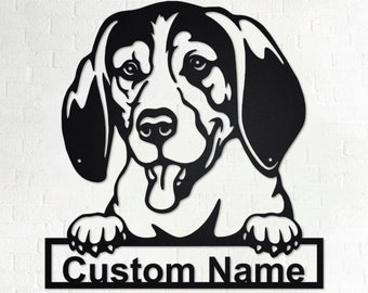 Custom Treeing Walker Coonhound Dog Metal Wall Art, Personalized Treeing Walker Coonhound Name Sign Decoration For Room,Dog Metal Home Decor