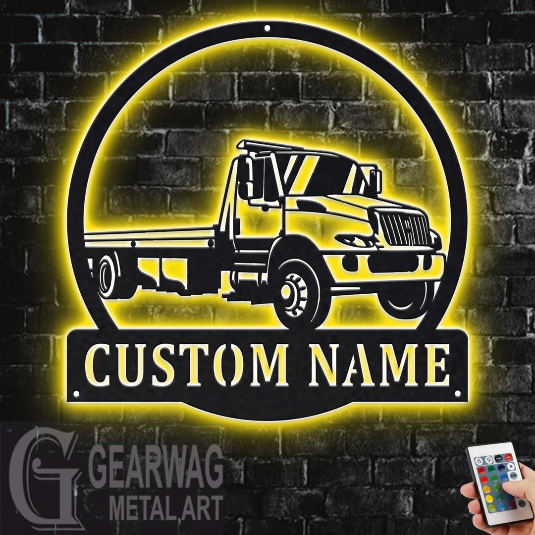 Custom Tow Truck Metal Sign With LED Lights: Personalized Room Decor - Etsy