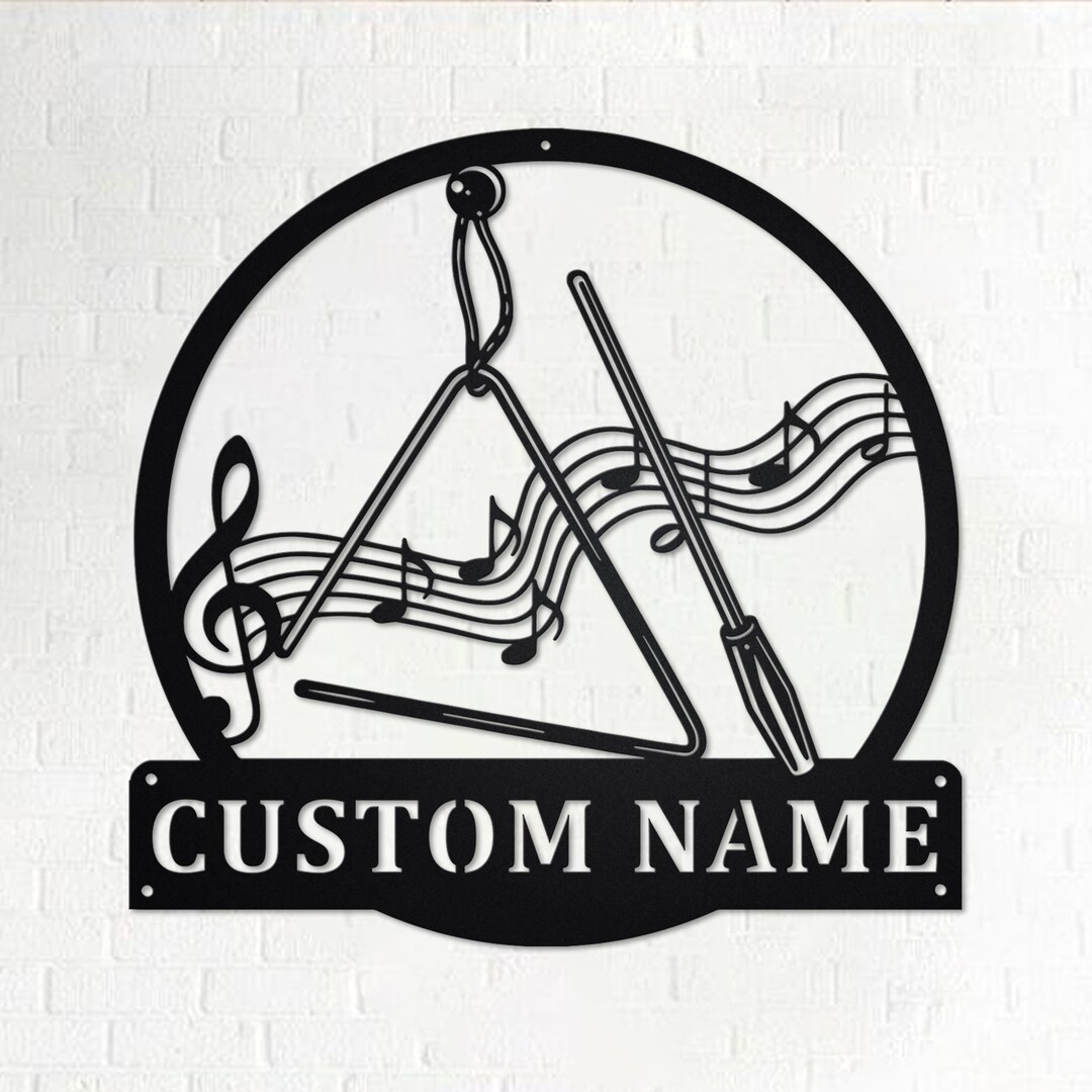 Custom Triangle Musical Instrument Metal Wall Art, Personalized