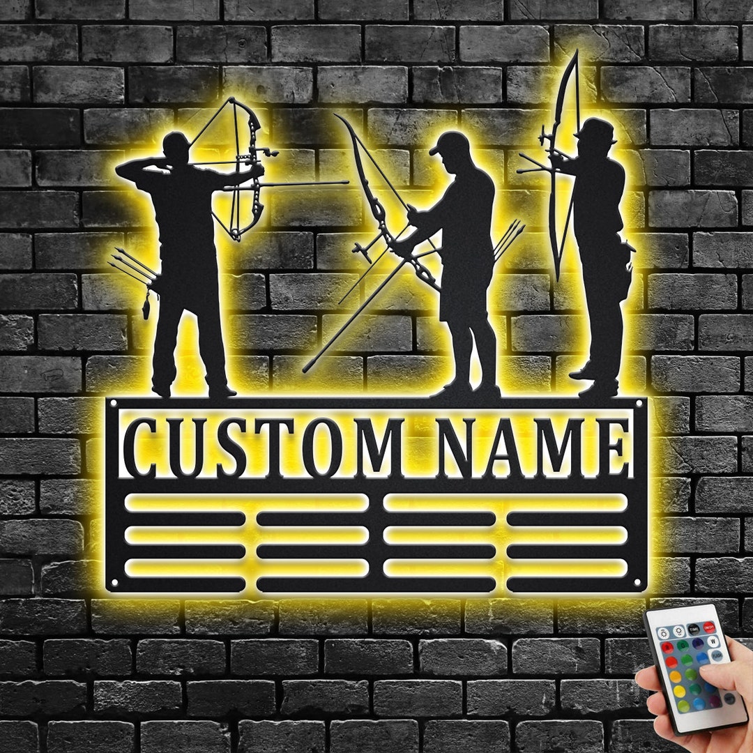 Custom Archery Medal Holder LED Light, Personalized Archery Player Name