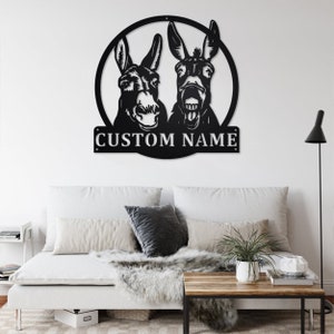 Personalized Two Donkey Metal Sign | Donkey Metal Wall Art | Office Wall Art | Housewarming Outdoor Metal Sign | Gifts Donkey Lover |