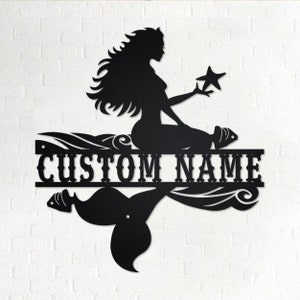 Custom Mermaid Metal Wall Art, Personalized Mermaid Name Sign Decoration For Room, Mermaid Metal Sign, Mermaid Home Decor , Custom Mermaid
