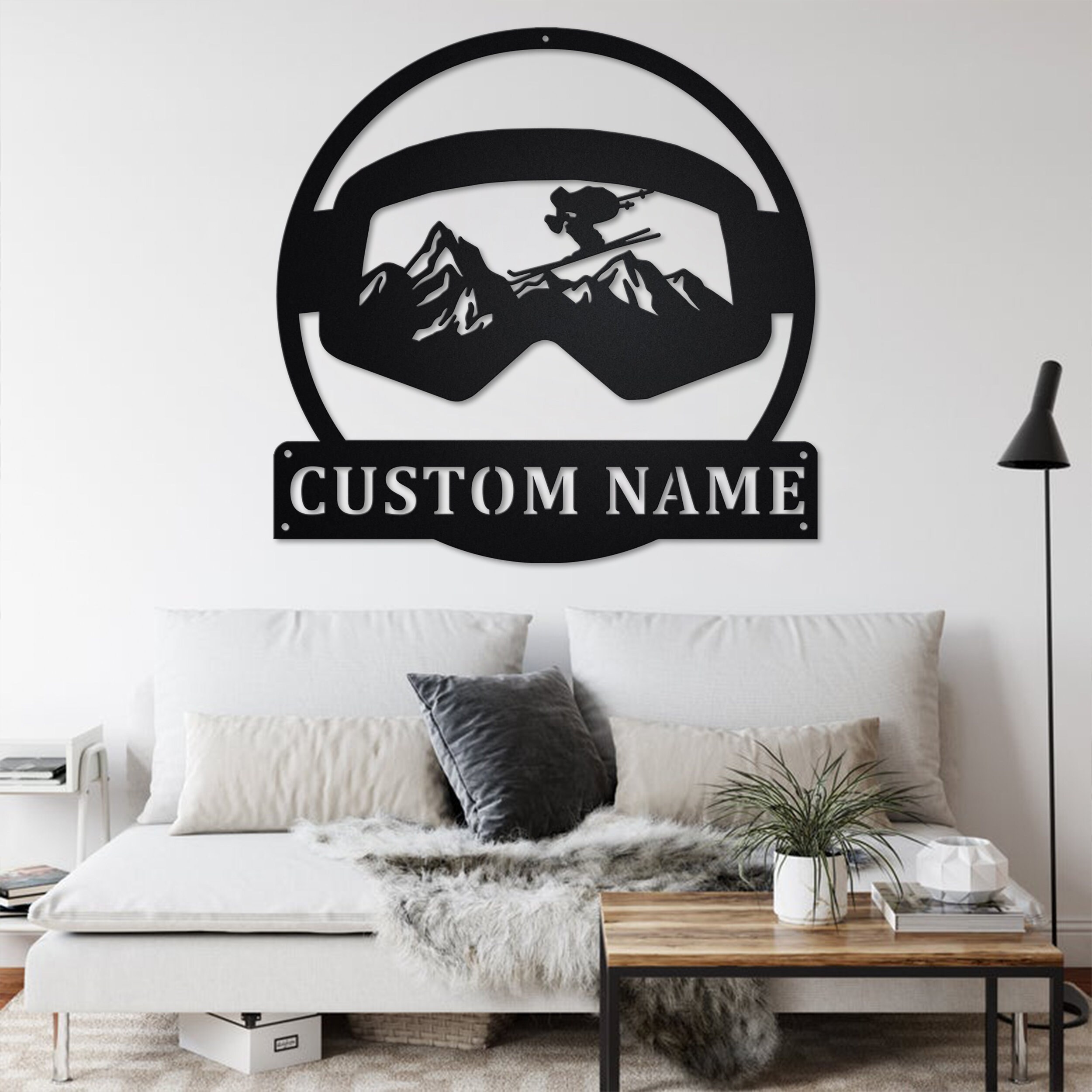 Custom Ski Goggles Metal Wall Art - Personalized Name Sign For Skiers, Home Bar Office Decor, Metal Plaque Gift - View #4