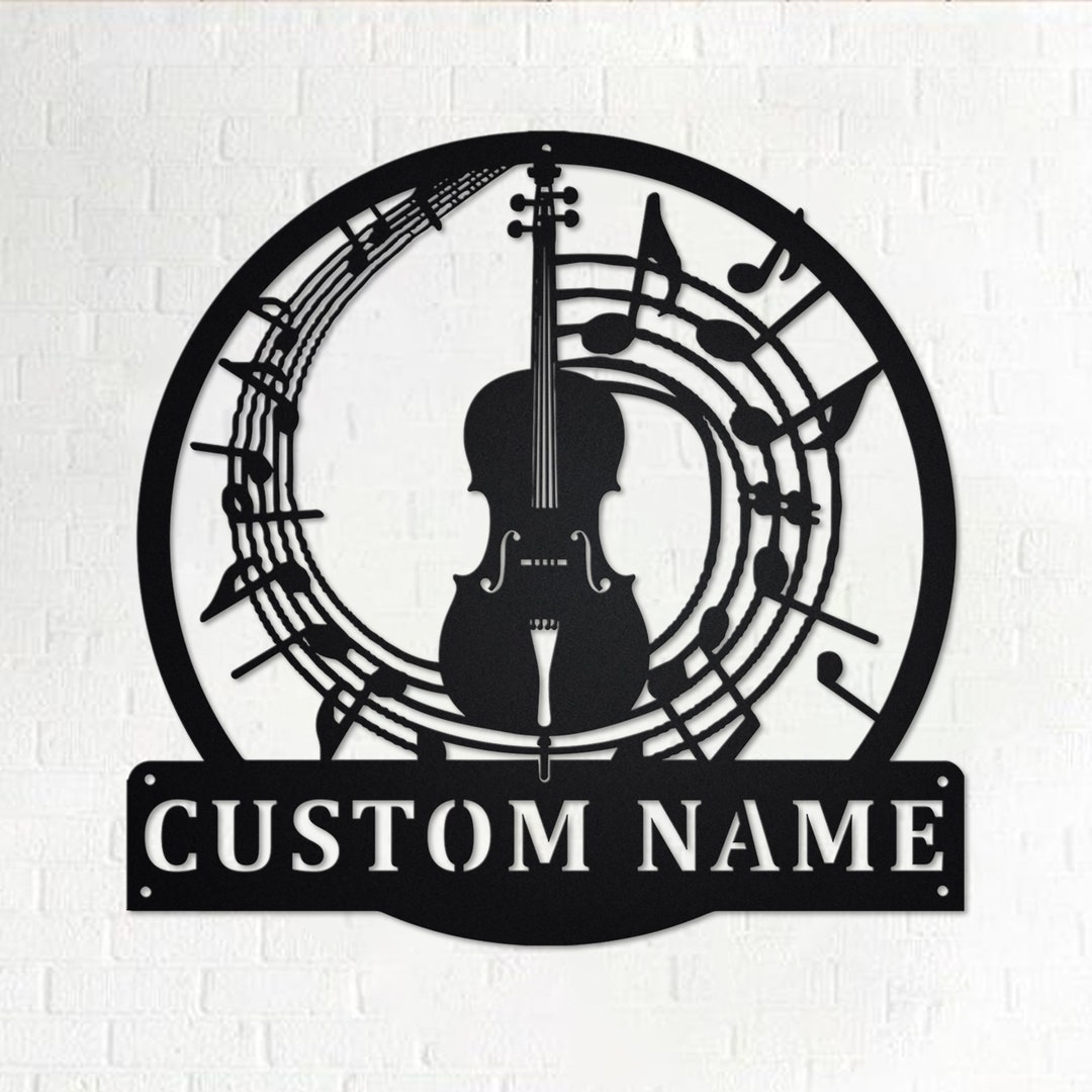 Custom Cello Musical Instrument Metal Wall Art, Personalized Cello