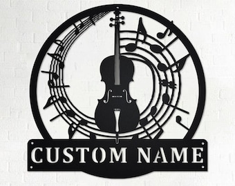 Aangepaste cello metalen muurkunst, gepersonaliseerd cadeau muziekleraar