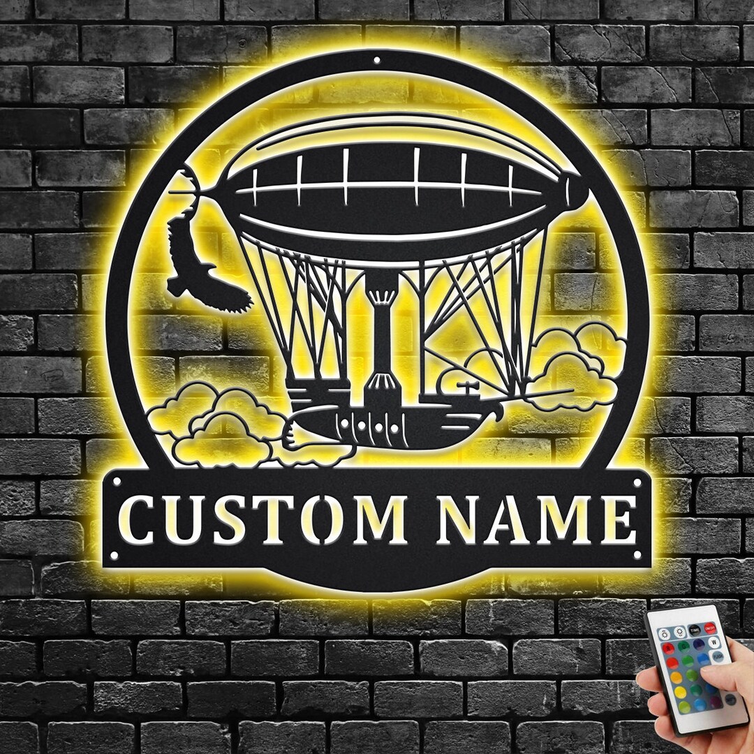 Custom Steampunk Blimp Metal Wall Art With LED Light - Etsy