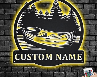 Custom Kayak Metal Wall Art with LED Lights: Personalized Home Decor