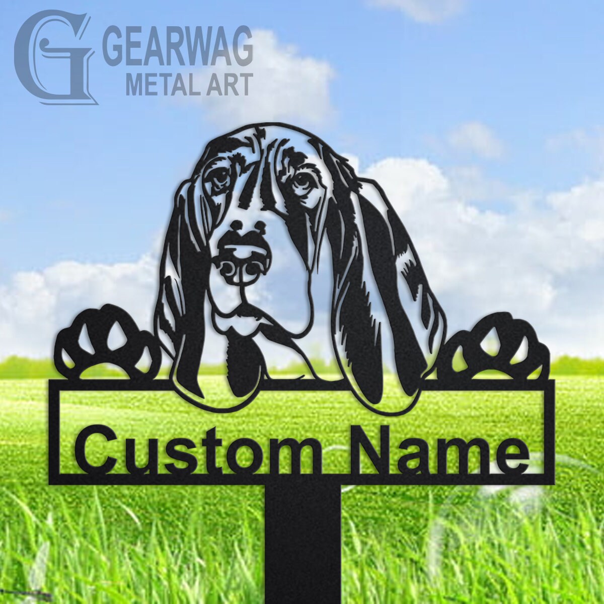 Cartello In Metallo SIGNCHAT Con Basset Hound - Targa Decorativa 20x30 Cm Per Casa O Ufficio