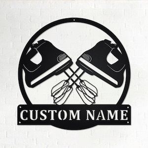 Custom Hand Mixer Baking Metal Wall Art, Personalized Baking Shop Name Sign Decoration For Room, Baking Home Decor, Custom Baking Shop