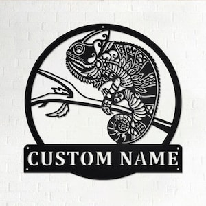 Custom Chameleon Metal Wall Art, Personalized Chameleon Name Sign Decoration For Room, Chameleon Metal Home Decor, Custom Chameleon