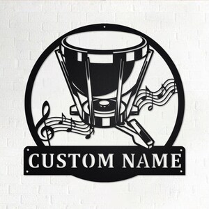 Custom Timpani Drum Musical Instrument Metal Wall Art, Personalized Timpani Drum Teacher Name Sign Decoration For Room, Timpani Home Decor