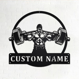 Custom Powerlifting Man Metal Wall Art, Personalized Powerlifting Name Sign Decoration For Room, Powerlifting Metal Home Decor, Powerlifting