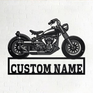 Benutzerdefinierte Chopper Motorrad Metall Wandkunst, personalisierte Biker Namen Schild Dekoration für Zimmer, Chopper Motorrad Garage Dekor, kundenspezifisches Motorrad