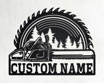 Custom Chainsaw Wood Metal Wall Art, Personalized Woodworker Name Sign Decoration For Room, Woodworker Home Decor, Custom Woodworker