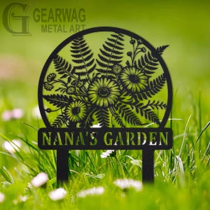 Pieu de jardin personnalisé marguerite, panneau de jardin en métal personnalisé avec piquet, panneau de jardin personnalisé, cadeau pour jardinier, décoration de jardin, cadeau pour maman