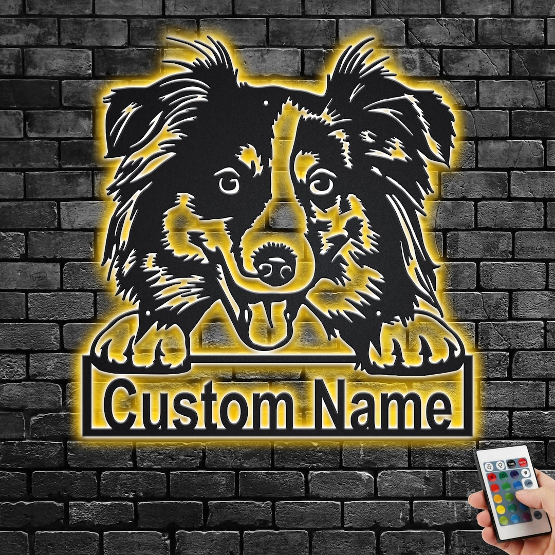 Custom Australian Shepherd Metal Wall Art With LED Light, Personalized Australian Shepherd Name