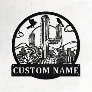 Custom Cactus Desert Metal Wall Art, Personalized Cactus Name Sign Decoration For Room, Cactus Metal Home Decor, Custom Cactus,Cactus Desert
