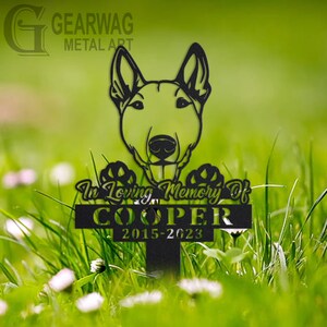 Custom Bull Terrier Dog Memorial Stake, Metal Stake, Outdoor Decor, In Loving Memory, Outdoor Stake, Sympathy Sign, Grave Marker, Dog Loss