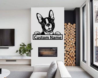 Gepersonaliseerde metalen bord Boston Terrier: aangepaste muurkunst hond