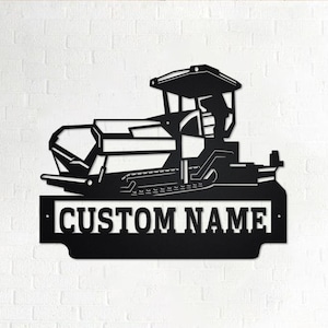 Custom Tracked Asphalt Paver Metal Wall Art, Personalized Asphalt Paver Name Sign Decoration For Room, Asphalt Paver Metal Home Decor