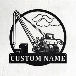 Custom Pipelayer With Operator Metal Wall Art, Personalized Pipelayer Truck Name Sign Decoration For Room, Pipelayer Metal Home Decor