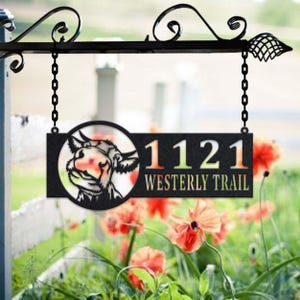Personalized Donkey Metal Address Sign House Number Hanging Address Plaque Yard Sign, Outdoor Sign Garden Stake, Metal Address Sign