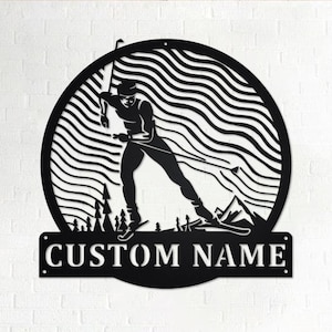 Custom Cross-Country SKI Metal Wall Art, Personalized Skier Name Sign Decoration For Room, Skiing Home Decor, Custom Cross-Country SKI