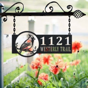 Personalisierte Kardinal Vogel Metall Adressschild: Hausnummer hängen Schild