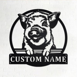 Niestandardowe Kune Kune Pig metalowa ściana sztuka, spersonalizowana Kune Kune Pig nazwa znak dekoracja do pokoju, Kune Kune Pig wystrój domu, niestandardowe Kune Kune Pig