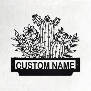 Custom Cactus Flower Metal Wall Art, Personalized Cactus Name Sign Decoration For Room, Cactus Metal Home Decor, Custom Cactus Flower,Cactus