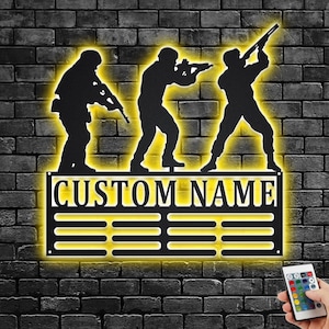 Custom Shooting Medal Holder LED Light, Personalized Shooting Player Name Medal Hanger, Shooting Medal Display Awards Sign, Custom Shooting