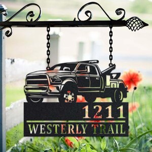 Gepersonaliseerde metalen adresbord sleepwagen adresbord huisnummer hangend adresplaquette tuinbord, bord buiten tuin paal, metalen adresbord